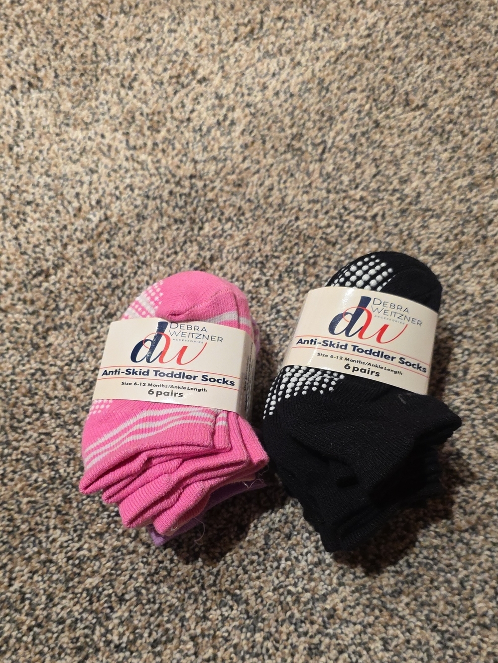 Anti-Skid Toddler Socks - Pink & Black